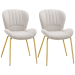HOMCOM Dining Chairs Set of 2, Modern Accent Chair with Cushioned Backrest, Upholstery for Living Room, Cream White