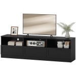 HOMCOM TV Stand with Storage, Modern Entertainment Center with 3 Cabinets and 3 Open Shelves, for TVs up to 85", Black