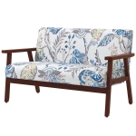 HOMCOM Compact Loveseat Sofa Couch Linen Fabric Double Seat Sofa with Rubber Wood Legs Multicolour