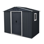 8 x 4 ft Outdoor Metal Storage Shed with Door and Metal Foundation, Storage Hut ideal for Backyard, 93'' L x 51.5'' W x 74.5'' H, Black+White
