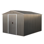 8 x 10 ft Outdoor Metal Storage Shed with Metal Foundation, Sliding Doors, Outbuilding for Garden Hobbyists, 89" L x 114.5" W x 75" H, Gray