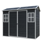 Outdoor Storage Shed with Double-Door and Two Windows, Heavy-Duty Resin Panels, Outbuilding for Backyard, 96" L x 52.5" W x 81" H, Black