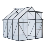 Polycarbonate Walk-in Greenhouse with Sliding Door and Adjustable Roof, Hothouse with Duty Aluminum Frame, 75'' L x 75'' W x 77'' H, Black