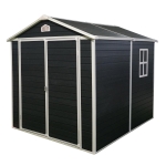 Resin Outdoor Storage Shed Kit with Pad-Lockable Double Doors, Storage Hut with Heavy-Duty Construction, 75'' L x 95.5'' W x 82.5'' H, Black