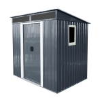 6 x 5 ft Outdoor Metal Storage Shed with Transparent Plate, Galvanized Steel Storage Hut for All-Weather Use, 77'' L x 59.5'' W x 71'' H, Black+White