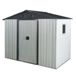 8 x 4 ft Outdoor Metal Storage Shed with Window, Lockable Door, Outbuilding for Garden Hobbyists, 93" L x 52" W x 75" H, White+Black