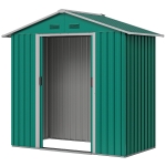 Outsunny 6.5x3.5ft Metal Garden Storage Shed for Outdoor Tool Storage with Double Sliding Doors and Vents, Green