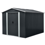 8 x 10 ft Outdoor Metal Storage Shed with Metal Foundation, Robust Construction, Outbuilding for Garden, 89" L x 115" W x 75" H, Black