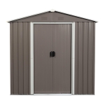 Outdoor Metal Storage Shed with Sliding Doors, Punched Vents, Galvanized Iron Frame, Outbuilding for Backyard, 72.5" L x 47" W x 72.5" H, Grey