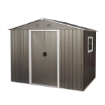 Outdoor Metal Storage Shed with Robust Construction and Sliding Doors, Outbuilding for Garden Hobbyists, 93'' L x 68.5'' W x 75'' H, Grey