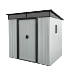 6 x 5 ft Outdoor Metal Storage Shed with Transparent Plate, Galvanized Steel Storage Hut for All-Weather Use, 77'' L x 59.5'' W x 71'' H, White+Black