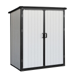 5 x 3 ft UV-Resistant Outdoor Storage Shed with Lockable Doors, Waterproof Resin Cabinet for Backyard, 57" L x 37.5" W x 64" H, Beige+Black