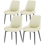 HOMCOM Upholstered Kitchen Chairs, Modern Dining Chairs Set of 4 with Diamond Tufting and Steel Legs for Dining Room, Cream