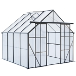 8 x 8 ft Double Door Polycarbonate Greenhouse with Galvanized Base, Walk-in Hothouse for Backyard, 94.5" L x 98" W x 89.5" H, Black
