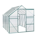 Polycarbonate Walk-in Greenhouse with Sliding Door and Adjustable Roof, Hothouse with Duty Aluminum Frame, 75'' L x 122.5'' W x 77'' H, Green