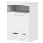 PawHut Pet Feeder Station Storage Cabinet, Dog Food Storage Container with Dog Raised Bowls, Watering Supplies, White