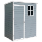 Resin Outdoor Storage Shed with Lockable Double Doors and Reinforced Floor, Durable Outbuilding for Backyard, 62" L x 38" W x 73" H, Grey