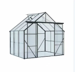 Walk-in Polycarbonate Greenhouse with Double Sliding Doors, Galvanized Base, Heavy Duty Hothouse for Plant, 94.5" L x 74" W x 89.5" H, Black