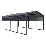 12 x 20 ft Metal Outdoor Garage with Heavy Duty Galvanized Steel, Waterproof Car Shelter for storage, 144" L x 235" W x 103" H, Charcoal