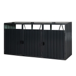 Metal Garbage Bin Shed with Ventilated and Lockable Design, Trash Can Shed Ideal for Outdoor Storage, 94.5'' L x 31.5'' W x 48'' H, Black