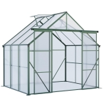 Walk-in Polycarbonate Greenhouse with Double Sliding Doors, Galvanized Base, Heavy Duty Hothouse for Plant, 94.5" L x 74" W x 89.5" H, Green
