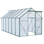 Polycarbonate Walk-in Greenhouse with Sliding Door and Adjustable Roof, Hothouse with Duty Aluminum Frame, 75'' L x 146'' W x 77'' H, Green
