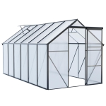 Polycarbonate Walk-in Greenhouse with Sliding Door and Adjustable Roof, Heavy Duty Aluminum Hothouse for Plant, 75" L x 146" W x 77" H, Black