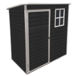 Outdoor Plastic Storage Shed with Floor and Heavy-Duty Resin Panels, Storage Hut with Pad-Lockable Door, 62'' L x 41'' W x 72.5'' H, Black