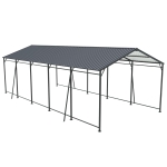 Heavy-Duty Outdoor Metal Carport with Galvanized Steel Roof, Large Garage Ideal for Cars and Trucks, 153.5'' L x 317'' W x 105.5'' H, Charcoal