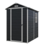 Outdoor Plastic Storage Shed with Floor and Heavy-Duty Resin Panels, Storage Hut with Pad-Lockable Door, 52.5'' L x 76.5'' W x 78.5'' H, Black