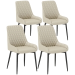 HOMCOM Upholstered Kitchen Chairs, Modern Dining Chairs Set of 4 with Diamond Tufting and Steel Legs for Dining Room, Khaki
