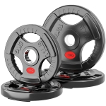 Soozier Weight Plates Set, 2-Inch Barbell Weights Set w/Tri-Grips for Weightlifting and Strength Training, 2 x 11lbs, 2 x 22lbs