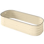 Outsunny 4.9' x 2' x 1' Galvanized Raised Garden Bed Kit, Metal Planter Box with Safety Edging, Cream