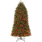 HOMCOM 7.5ft Prelit Christmas Tree with Full-Spectrum LEDs, Smart App Control, Wide Full Hinged Xmas Tree, Easy Assembly