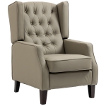 HOMCOM Faux Leather Accent Chair with Thick Padding for Living Room, Bedroom, Home Office, Khaki