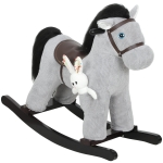 Qaba Kids Rocking Horse, Plush Toddler Ride on Toy with Realistic Sound and Toy for 2–5 Years Old, Gray