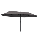 Outsunny 15' Double-Sided Patio Umbrella Parasol Sun Shelter Canopy Shade Grey