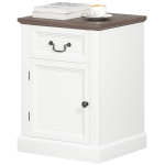HOMCOM Side Table Set of 2, End Tables with Drawer and Cabinet, Nightstands for Small Spaces, Living Room, White