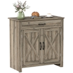 HOMCOM Farmhouse Sideboard Buffet Cabinet, Barn Door Coffee Bar Cabinet with Drawer and Adjustable Shelf, Kitchen Cabinet for Living Room, Entryway, Gray
