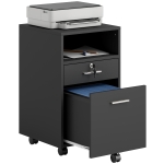 Vinsetto Small Filing Cabinet with 2 Drawers, Lockable Home Office Storage Cabinets on Wheels for A4, Letter Size, Black