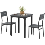 HOMCOM Dining Table Set for 2, 3 Piece Kitchen Table and Chairs with Metal Legs for Small Spaces, Grey Wood Effect