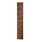8-Tier Adjustable Slim Bookshelf with Adjustable Shelves, Anti-Tip Hardware, Detachable Cabinets for Living Room, 11.5" L x 9.5" W x 71" H, Walnut