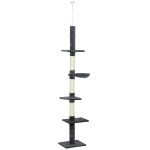 PawHut 8.5ft Cat Climbing Tree 5-Tier Kitty Activity Center with Scratching Post  Dark Grey