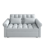 Flannel Loveseat Sofa Bed with Adjustable Back, Plastic Legs, Pull-Out Sleeper with High-Resilience Foam, 56" L x 34" W x 31.5" H, Grey