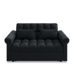 Flannel Loveseat Sofa Bed with Adjustable Back, Plastic Legs, Pull-Out Sleeper with High-Resilience Foam, 56" L x 34" W x 31.5" H, Black