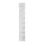 8-Tier Adjustable Slim Bookcase with Wavy Edge Design, Anti-Tip Hardware, Detachable Cabinets for Home Storage, 11.5" L x 9.5" W x 71" H, White