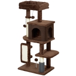 PawHut 41 Inch Cat Tree with Scratching Posts, Cat Bed, Condo, Grooming Brush, Jumping Platforms, Toy Balls, Anti-tip Kit
