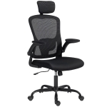 HOMCOM Ergonomic Office Chair, Mesh Desk Chair with Adjustable Headrest, Lumbar Support and Height, Flip-Up Armrests, Black