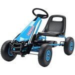 Qaba Kids Go Kart, Pedal Car with Adjustable Seat, EVA Wheels, Brake, for Boys & Girls Aged 3-8 Years Old, Blue