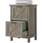 HOMCOM Vertical File Cabinet with 2 Drawers, Rustic Farmhouse Office Storage Cabinet for A4, Letter Size, Distressed Gray